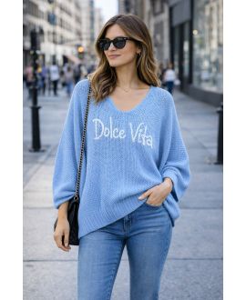 OVERSIZE SWETER DOLCE VITA SS2145 NIEBIESKI