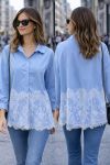 CAMISA DE ENCAJE PE2152 AZUL CELESTE