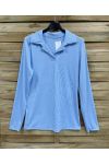 TOP COL POLO COTELE PE2156 BLEU CIEL