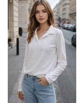 TOP A POLO A COSTE SS2156 BIANCO