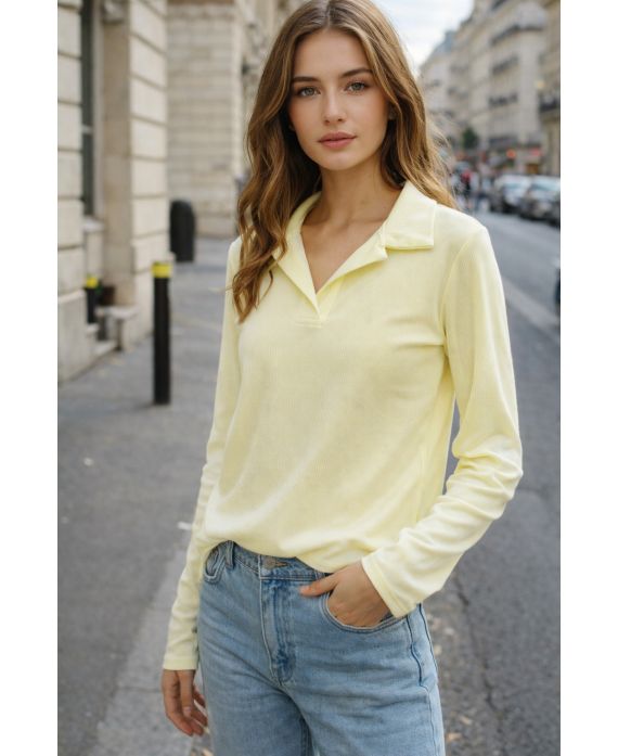 CAMISETA DE CUELLO POLO ACANALADO PE2156 AMARILLO