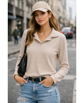 TOP COL POLO COTELE PE2156 BEIGE