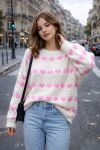 KNITTED SWEATER HEARTS SS2163 WHITE