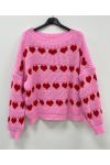 MAGLIONE A MAGLIA CUORI SS2163 ROSA