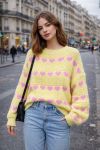 MAGLIONE A MAGLIA CUORI SS2163 GIALLO