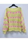 MAGLIONE A MAGLIA CUORI SS2163 GIALLO