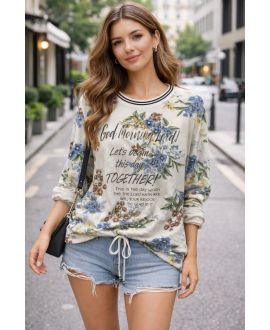 SWEAT-SHIRT COTON PE0826 FLEURS
