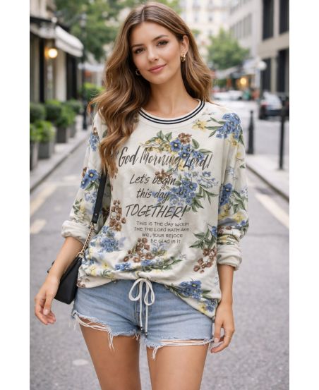PE0826 SWEATSHIRT AUS BAUMWOLLE MIT BLUMEN