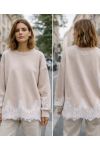 OVERSIZED LACE SWEATSHIRT PE2181 BEIGE