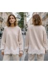 ÜBERGROSSER SPITZENPULLOVER PE2181 BEIGE