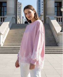 ÜBERGROSSER SPITZENPULLOVER PE2181 PINK