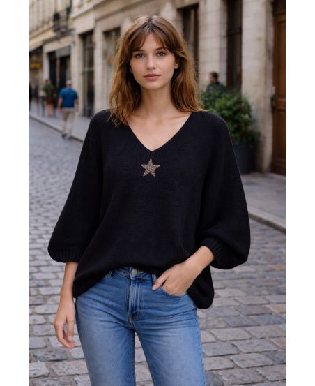 STAR KNIT TRUI PE2185 ZWART