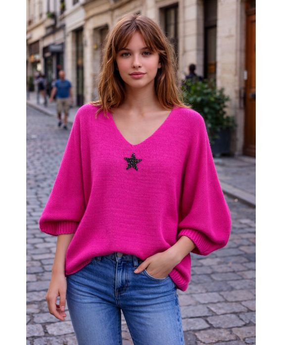 STAR KNIT TRUI PE2185 FUSHIA