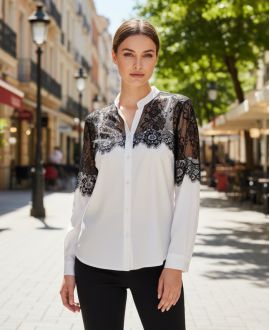 CAMICIA DI PIZZO PE2190 BIANCA