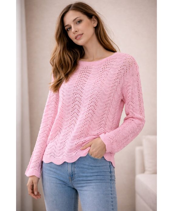 MAGLIONE A MAGLIA OPENWORK SS2195 ROSA
