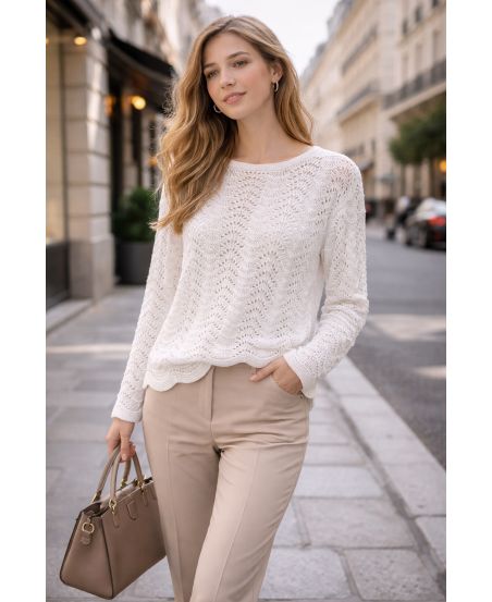 JERSEY DE PUNTO ABIERTO PE2195 BLANCO