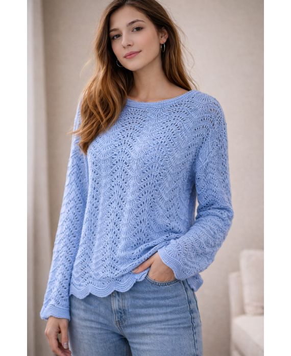 OFFENER STRICKPULLOVER SS2195 HIMMELBLAU