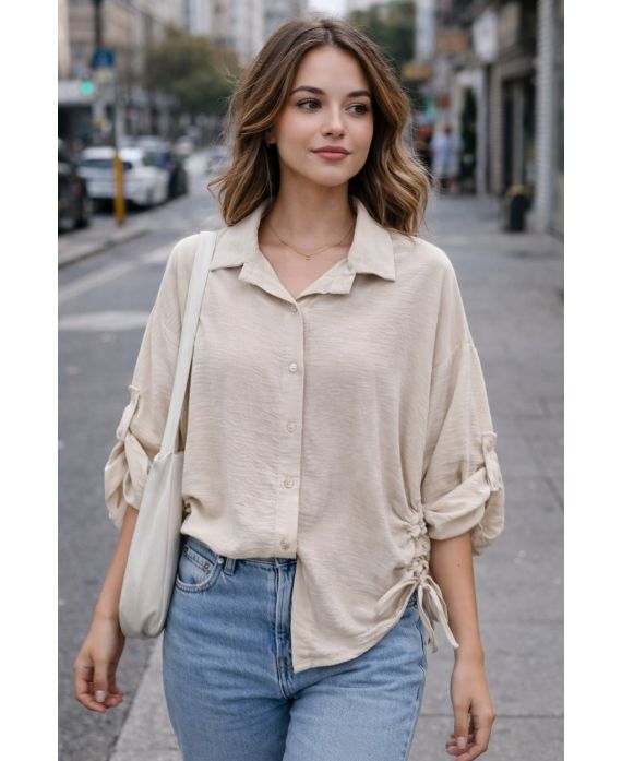 PE2210 DRAWSTRING SHIRT BEIGE