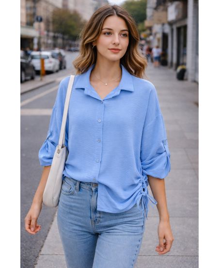 CHEMISE A CORDONS PE2210 BLEU CIEL