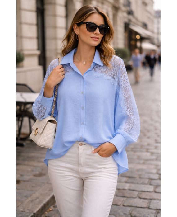 FLUID LACE SHIRT PE2222 SKY BLUE