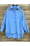 CHEMISE FLUIDE DENTELLE PE2222 BLEU CIEL