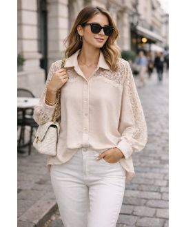 FLUID LACE SHIRT PE2222 BEIGE
