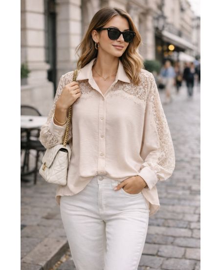 FLUID LACE SHIRT PE2222 BEIGE