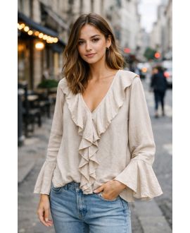 RIFFELBLOUSE PE2109 BEIGE