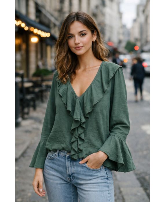 RUFFLE SMOCK PE2109 GREEN