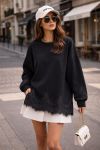 OVERSIZED LACE SWEATSHIRT PE2181 BLACK