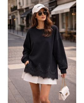 OVERSIZED LACE SWEATSHIRT PE2181 BLACK
