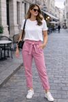 PACK 2 PANTALONS SMOCKéS POCHES PE2233 ROSE BOMBON