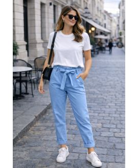 TASCHE DEI PANTALONI CON SMOCKÉ DI 2 PE2233 SKY BLUE