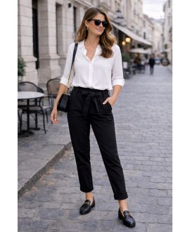 PACK 2 PANTALONS SMOCKéS POCHES PE2233 NOIR