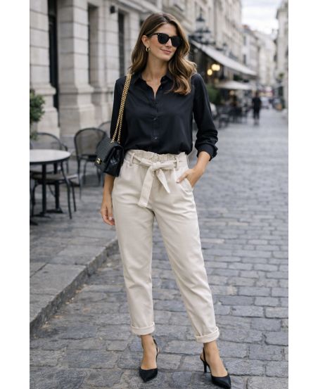 PACK 2 SMOCKéS PANTS POCKETS PE2233 BEIGE