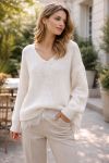 JERSEY OVERSIZE SUAVE CON BASE DE ENCAJE PE2244 BLANCO