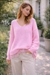 JERSEY OVERSIZE SUAVE CON BASE DE ENCAJE PE2244 ROSA
