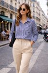 CAMICIA A RIGHE TASCHE PE2254 BLU NAVY