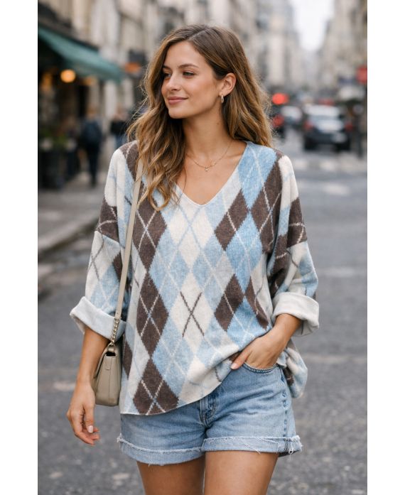 PULL LEGER LOSANGES PE2250 NOIR