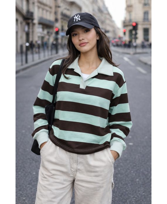 POLO A RAYURES PE2258 VERT
