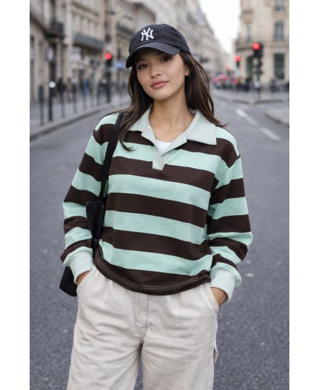 GESTREIFTES POLOSHIRT PE2258 GRÜN