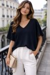 PULL MANCHES COURTES COL V PE2271 NOIR