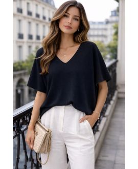 SWETER Z DEKOLTEM W SEREK, PE2271