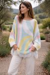 OVERSIZE'OWY SWETER Z KORONKOWYM SPÓDKIEM PE2262 PASTELOWY ZIELONY