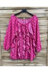 CASCADE POLKADOT BLOUSE MET RUCHES PE2266 FUSHIA