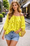 CASCADE POLKA DOT RUFFLED BLOUSE PE2266 YELLOW