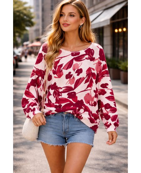 BEDRUCKTER PULLOVER PE2281 ROT