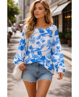 BEDRUCKTER PULLOVER PE2281 BLAU
