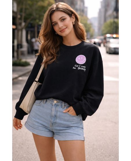 SWEATSHIRT KEEP IT SIMPLE PE2328 NOIR