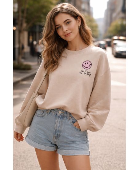 SWEATSHIRT KEEP IT SIMPLE PE2328 BEIGE